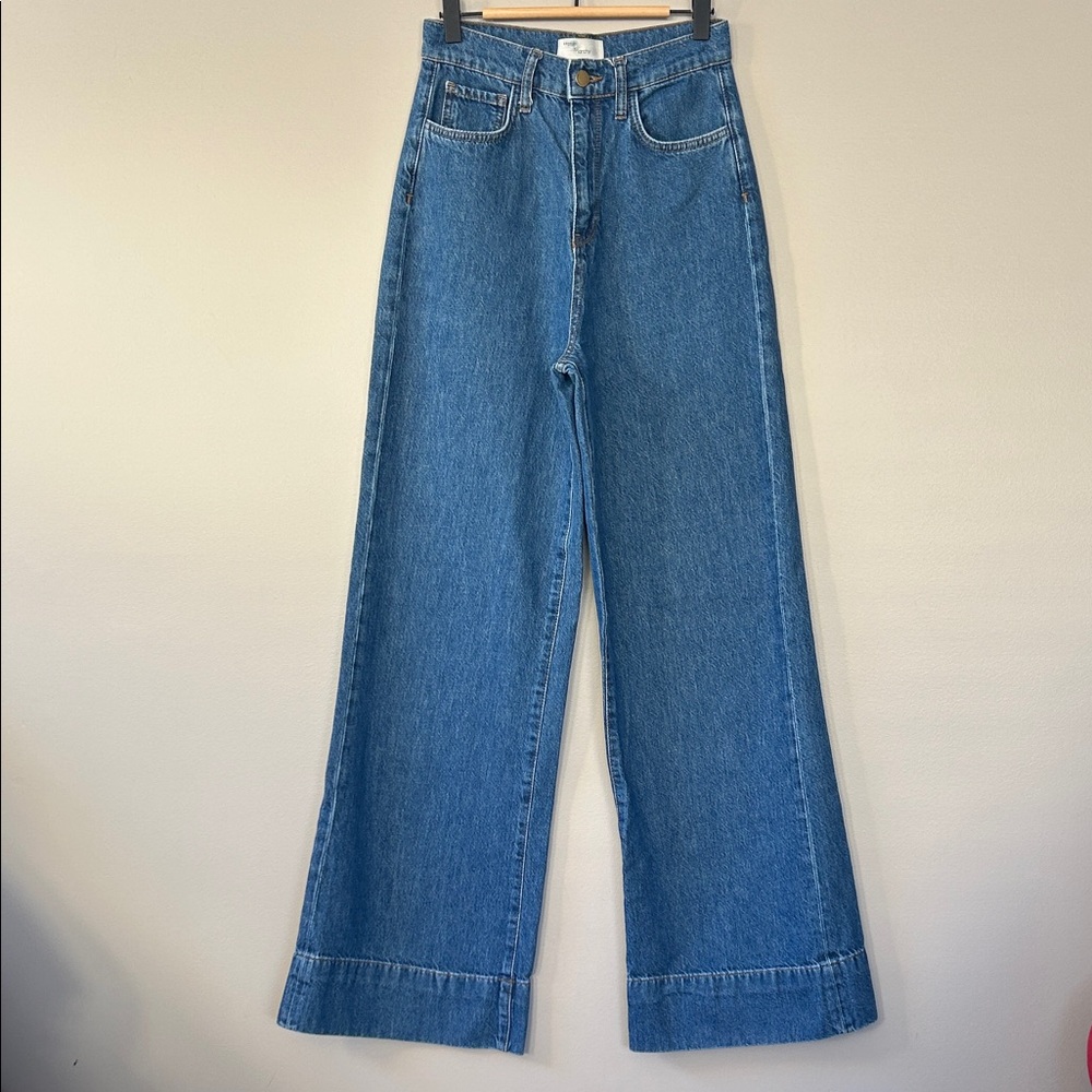Triarchy Ms. Onassis Wide Leg High Rise Jeans Size 27 Dark Indigo Blue